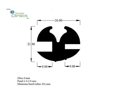 Window Seal 26/21mm x 6/3.6mm