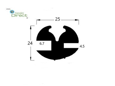 Window Seal 25/24mm x 6.7/4.5mm