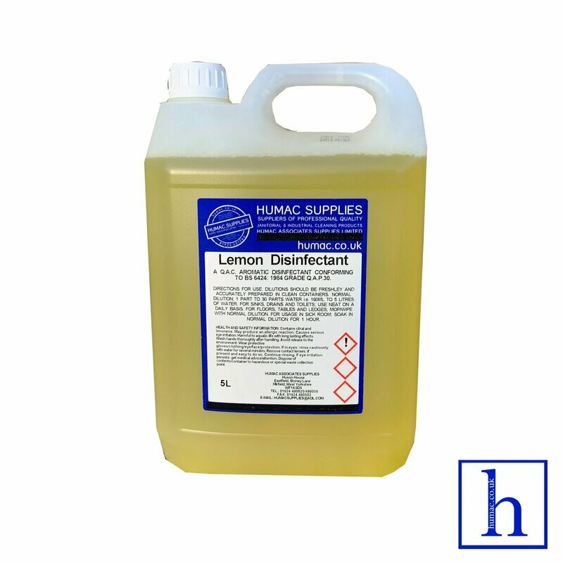 5L - LEMON DISINFECTANT - Fresh Fragrance Deodoriser Cleaner - Wheelie Bin, Pet Kennel, Patio - OLS