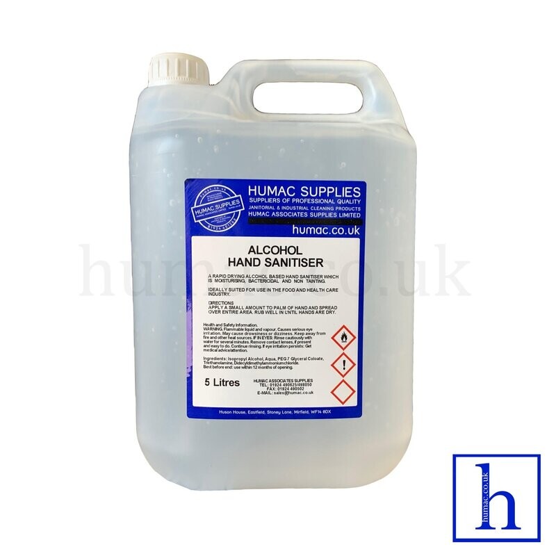 Alcohol Hand Sanitiser Pump Antibacterial Gel 60% - 5L