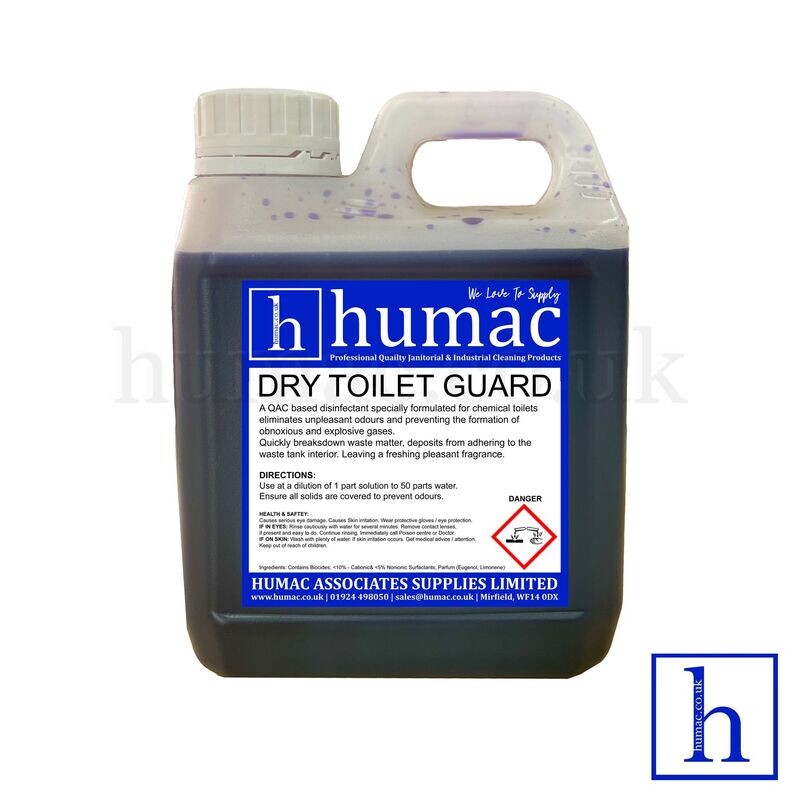 1L - Blue Dry Toilet Guard Toilet Chemical Tank Fluid Caravan Cassette Portable HUMAC (1LB)