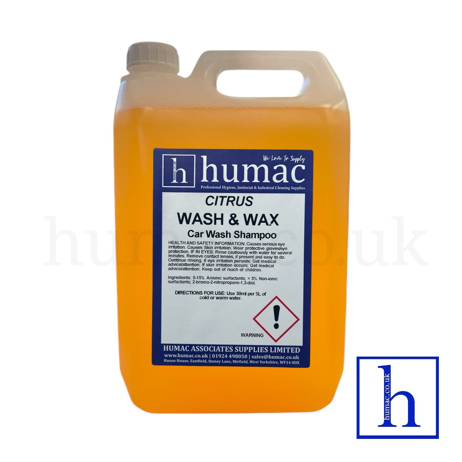 5L - CITRUS - CAR WASH & WAX - Shampoo Clarifier PH Neutral Non Caustic - HUMAC