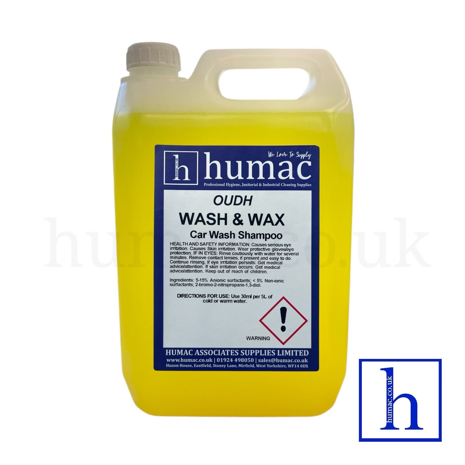 5L - OUDH - CAR WASH & WAX - Shampoo Clarifier PH Neutral Non Caustic OUD - HUMAC