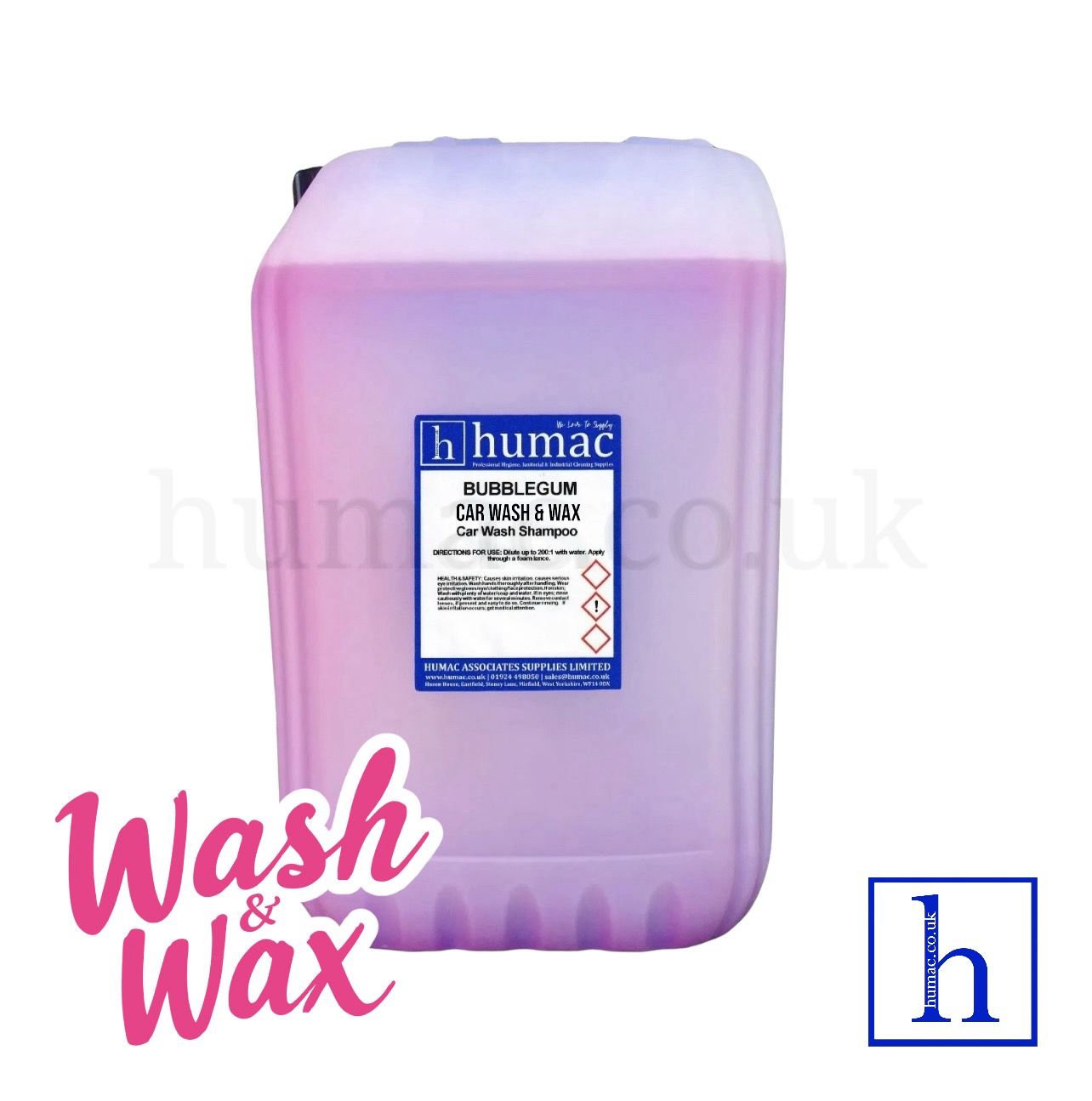 25L - BUBBLEGUM - CAR WASH & WAX - Shampoo Clarifier PH Neutral Non Caustic - HUMAC