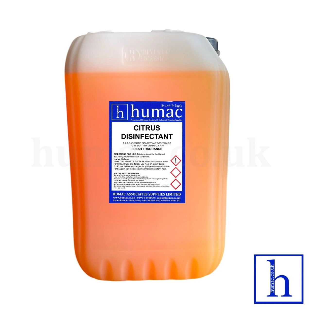 25L - CITRUS DISINFECTANT - Fresh Fragrance Disinfectant Deodoriser Cleaner - Wheelie Bin, Pet Kennel, Patio - OLS