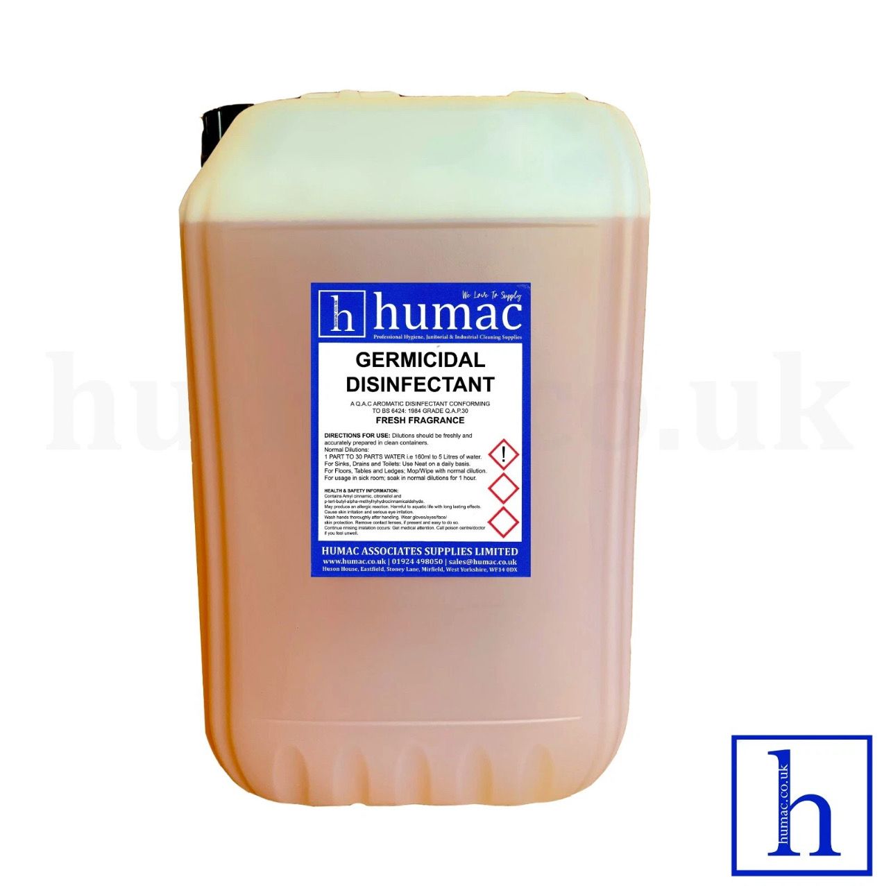 25L - GERMICIDAL DISINFECTANT - Fresh Fragrance Disinfectant Deodoriser Cleaner - Wheelie Bin, Pet Kennel, Patio - OLS