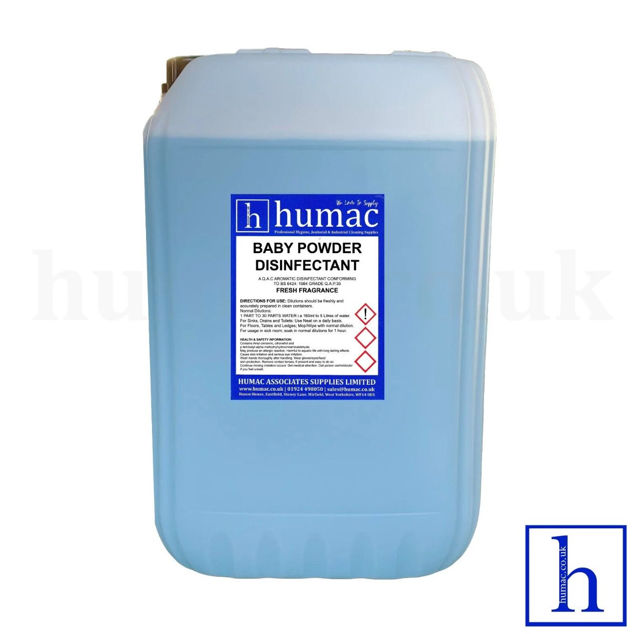 25L - BABY POWDER DISINFECTANT - Fresh Fragrance Deodoriser Cleaner - Wheelie Bin, Pet Kennel, Patio - OLS
