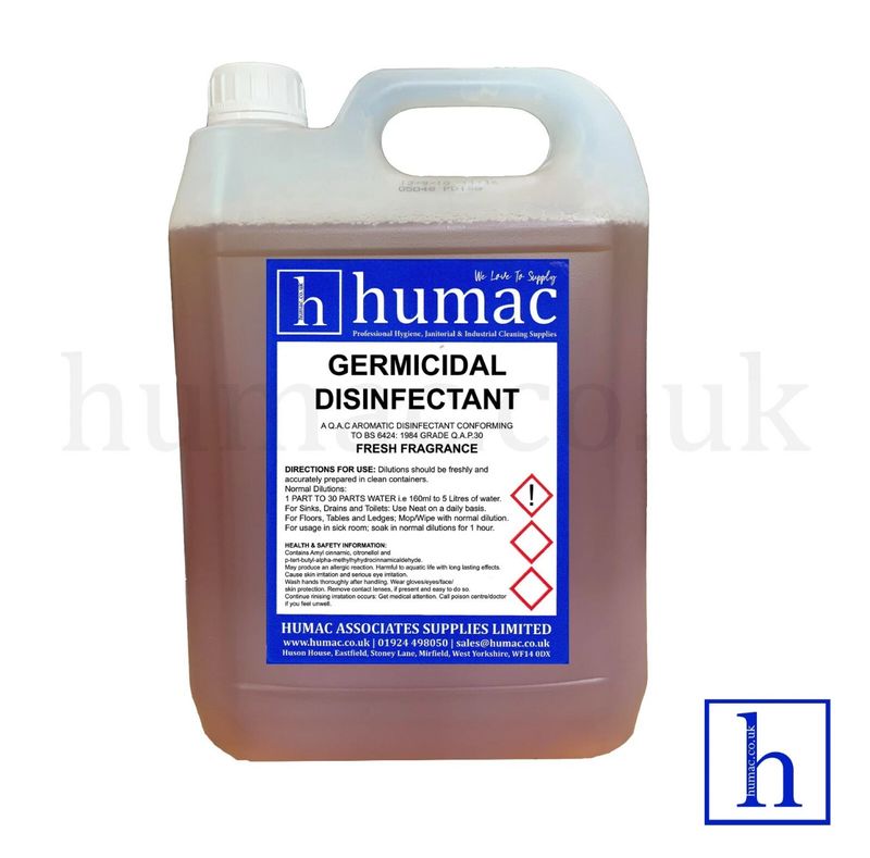 5L - GERMICIDAL DISINFECTANT - Fresh Fragrance Deodoriser Cleaner - Wheelie Bin, Pet Kennel, Patio - OLS