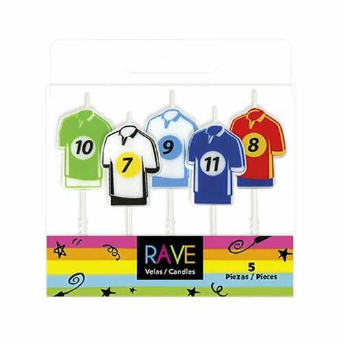 CND28 Vela palillo playera fútbol 5 pzas