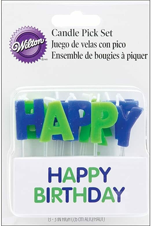 WILTON 2811-707 Vela Pico Feliz Cumpleaños Azul/Verde