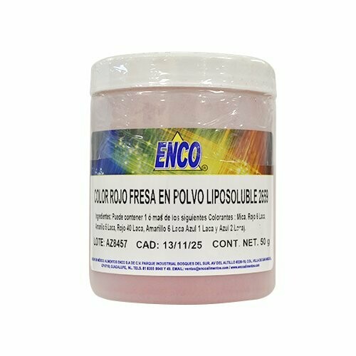 2659-50 ENCO Color Rojo Fresa En Polvo Liposoluble 50grs.