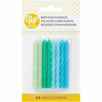 WILTON 2811-0-0058 Velas de Cumpleaños Aqua 24 piezas