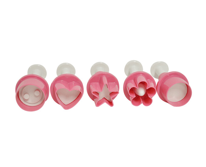 CTR312 Cortador/Eyector de CORAZON, FLOR Y BOTON 5 pzas