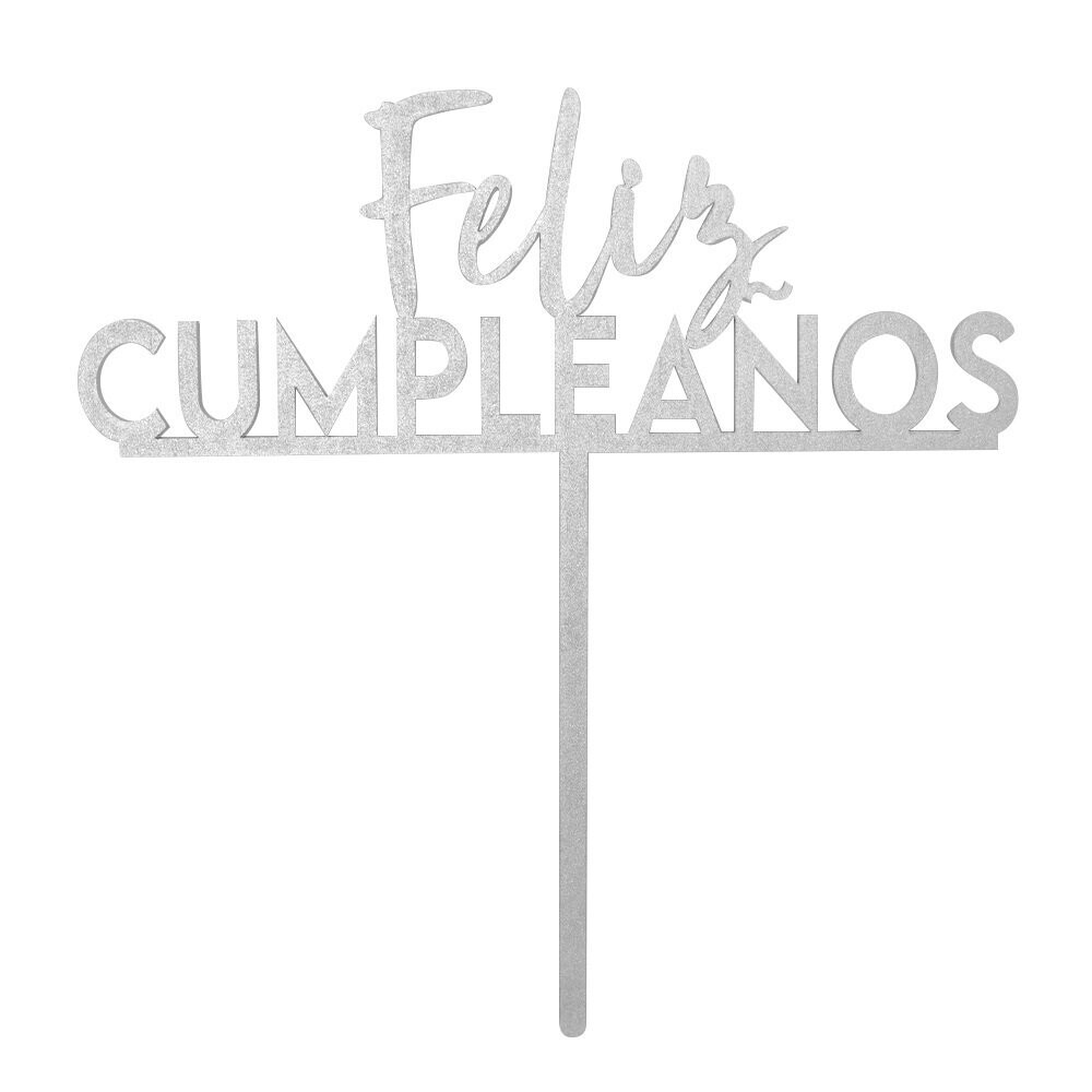 BAKEDARLING BDLS-042 Letrero FELIZ CUMPLEAÑOS Silver