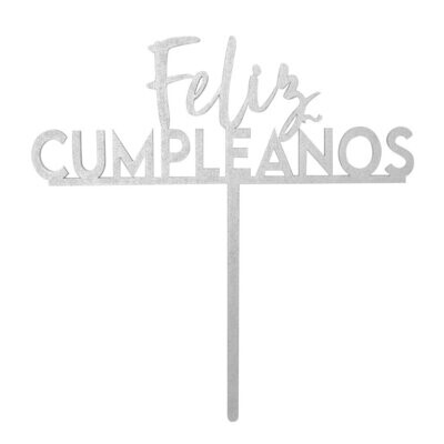 BAKEDARLING BDLS-042 Letrero FELIZ CUMPLEAÑOS Silver