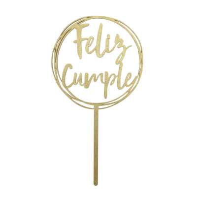 BAKEDARLING BDLG-048 Letrero FELIZ CUMPLE Rueda Gold
