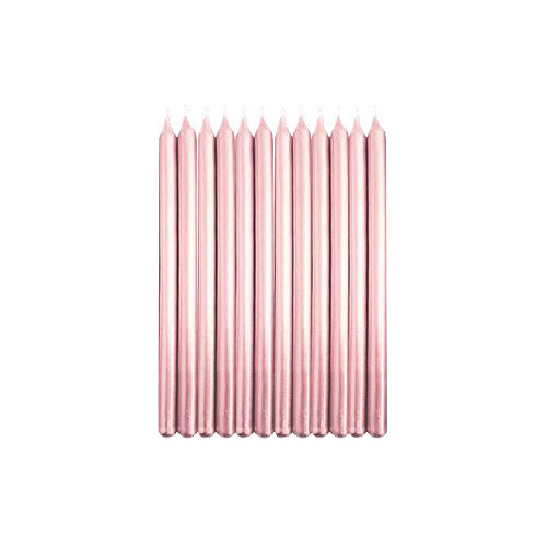 CND000946 Vela Rosa Perlado 13 cm 12 piezas