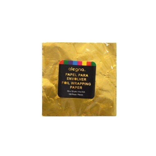 OTS000374 Papel Metal Dorado Envoltura 10 x 10 100 piezas
