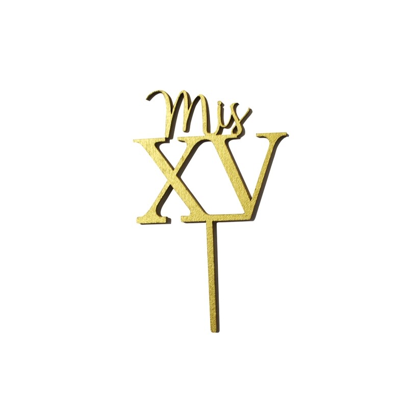 BAKEDARLING BDSG-008 Letrero Mini Mis XV Gold 12 piezas