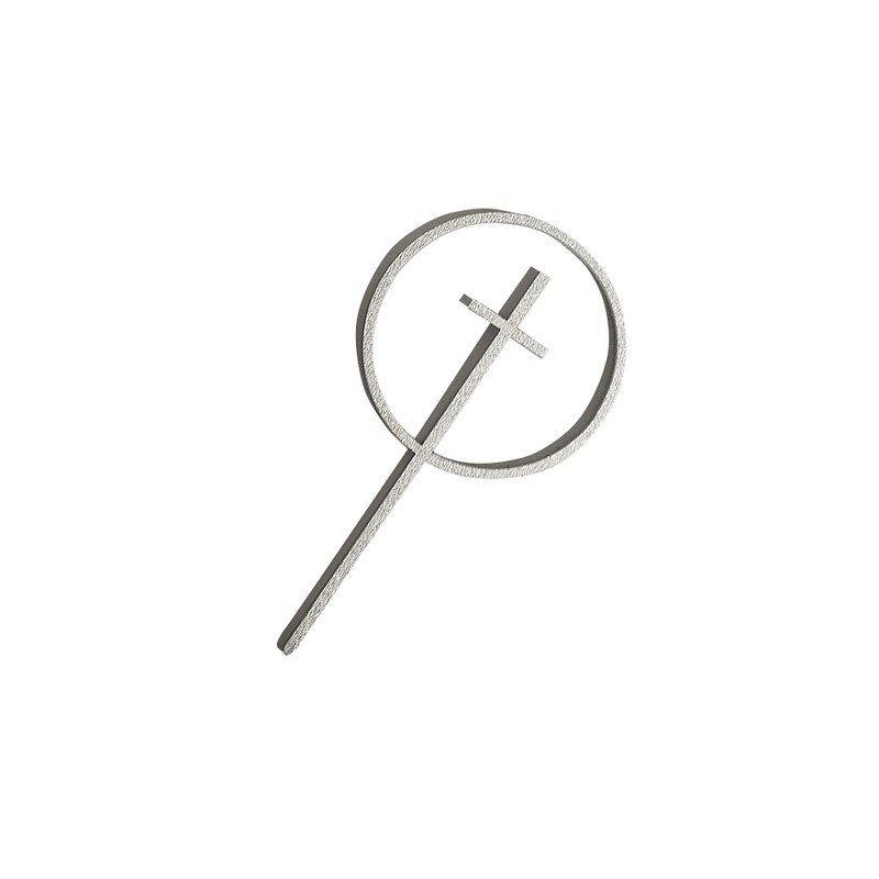 BAKEDARLING BDSS-049 Letrero Cruz En Circulo Plata 12 piezas