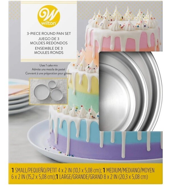 WILTON 2105-0472 Juego De Moldes Pastel Redondo 4, 6 y 8 pulg