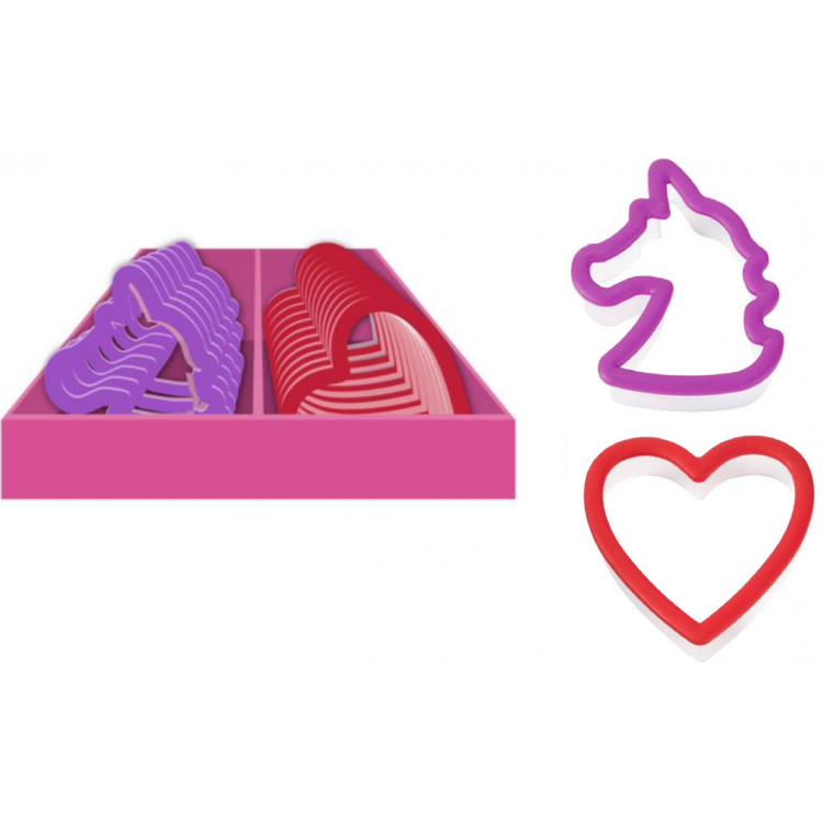 WILTON 2109-6538 Set Cortadores Corazon/unicornio San Valentin 24piezas