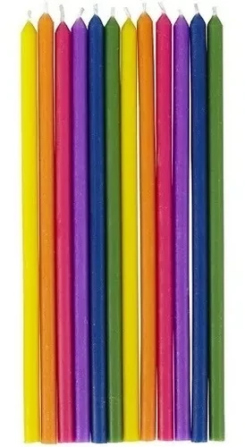 WILTON 2811-777 Vela Larga Multicolores 14.4 Cm.  12 Pz.