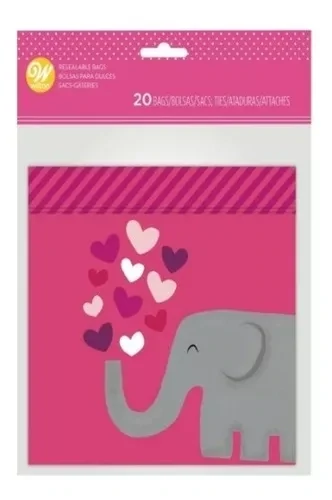 1912-0-0325  Bolsa Decorada Elefante San Valentín 20 Pzas.