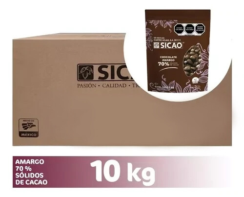 SICAO 7169603-1 Chocolate Amargo 70% Cacao Caja 10 Kg Wafers