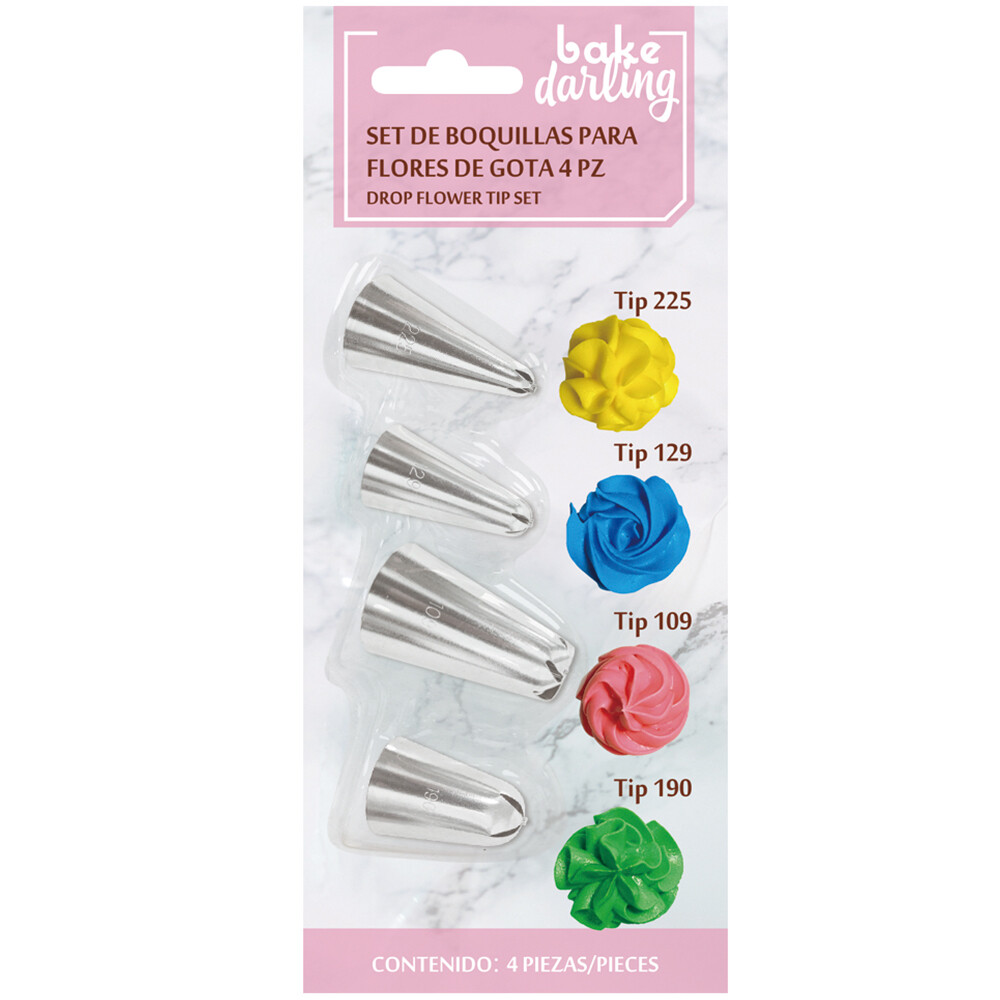 700-778 Bake Darling Set De Boquillas Para Flores 4 Piezas.