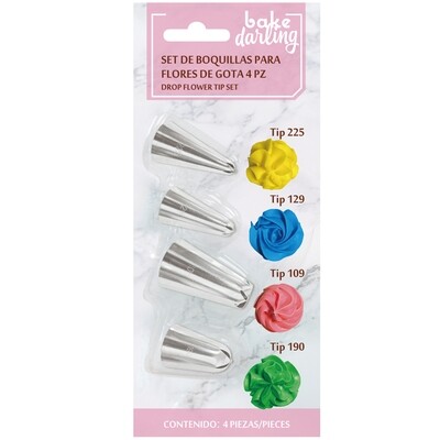 700-778 Bake Darling Set De Boquillas Para Flores 4 Piezas.