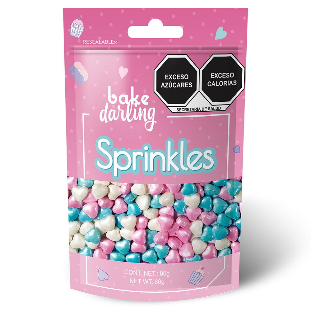 Mix Corazones Rosa Azul Blanco 80 Gr. Bake Darling 702-648