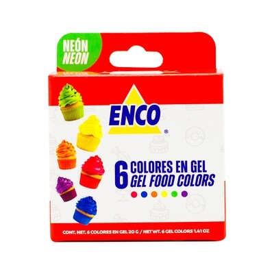 ENCO PT-920006 Kit 6 Colores Neón En Gel Enco 20 G