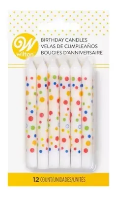 2811-7499 Vela Blanca Puntos De Colores 12 Pzas
