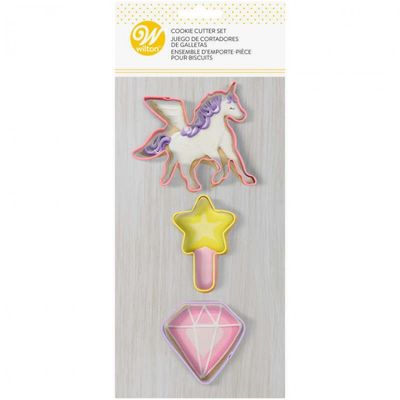 2308-0-0295 WILTON Juego Cortadores Unicornio Rosa 3 Piezas