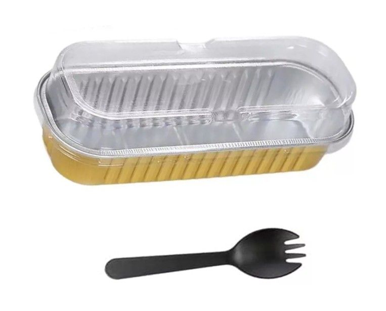 55058 Molde Pastelito Rectangular Tapa Y Cuchara 200 Ml.