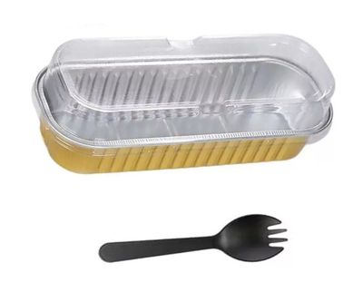 55058 Molde Pastelito Rectangular Tapa Y Cuchara 200 Ml.