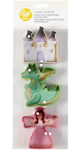 2308-5491  WILTON Juego Cortadores Castillo, Dragon, Princesa 3 Piezas