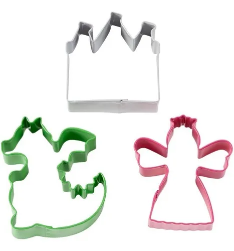 2308-5491  WILTON Juego Cortadores Castillo, Dragon, Princesa 3 Piezas