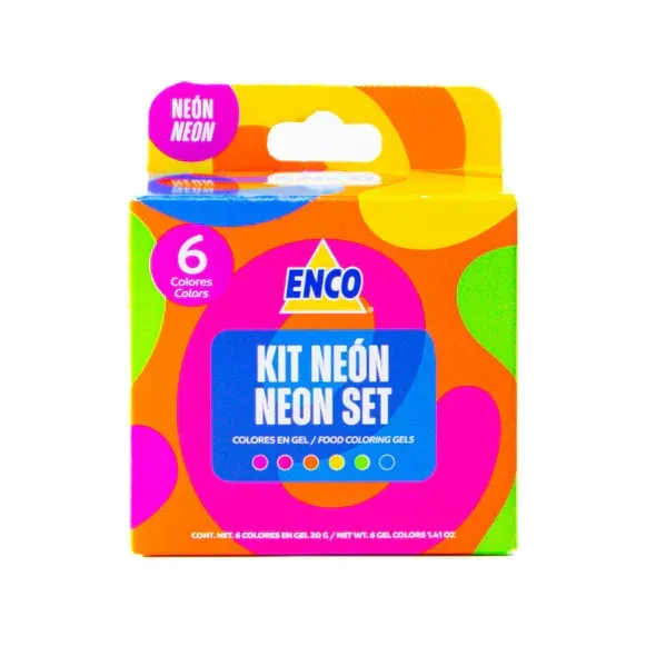 ENCO PT-920011 Kit 6 Colores Neón En Gel Enco 40 Grs