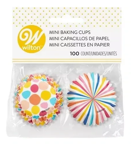 WILTON 415-0-0499 Mini Capacillos Papel Puntos Lineas 100 Piezas.