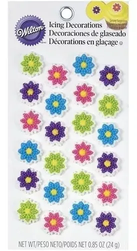 WILTON 710-1230 Figuras De Azúcar Mini Flores Coloridas.