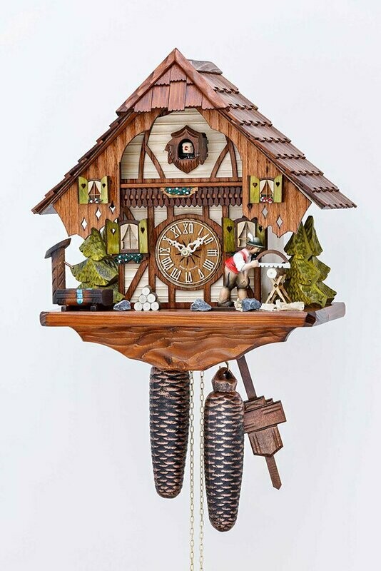 8-Day Saw Man Chalet Cuckoo Clock 8-Day Saw Man Chalet Cuckoo Clock