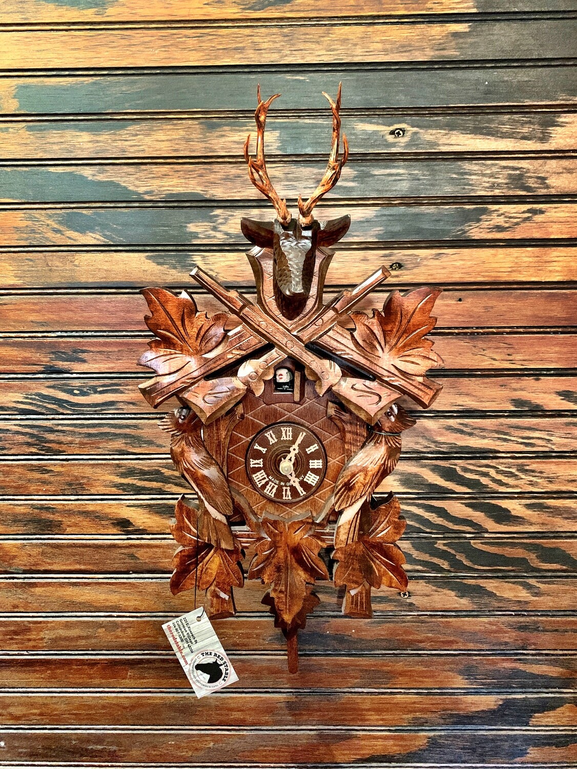 8-Day Carved Deer Head Cuckoo Clock