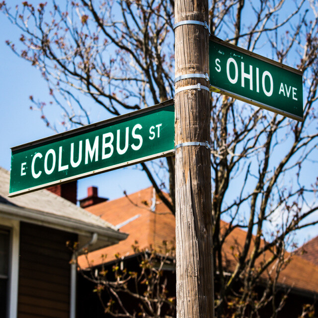 Columbus and Ohio Street Signs Coaster