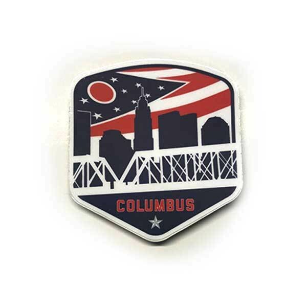 Columbus Ohio Flag Shield Vintage Sticker