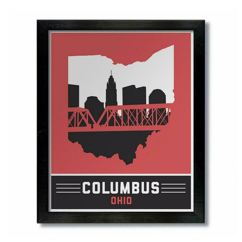 Columbus Skyline Red & Black Print
