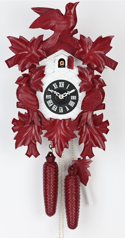 8-Day Carved Red Cuckoo Clock