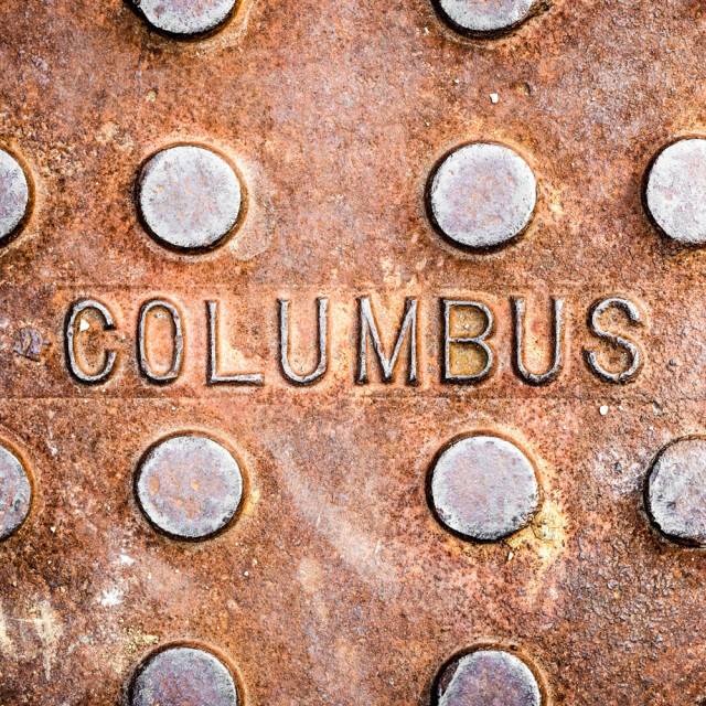 Columbus Manhole Rust 2 Coaster