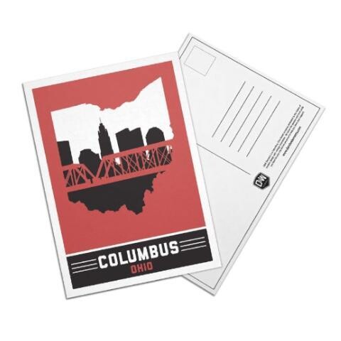 Columbus Skyline Red/Black Postcard